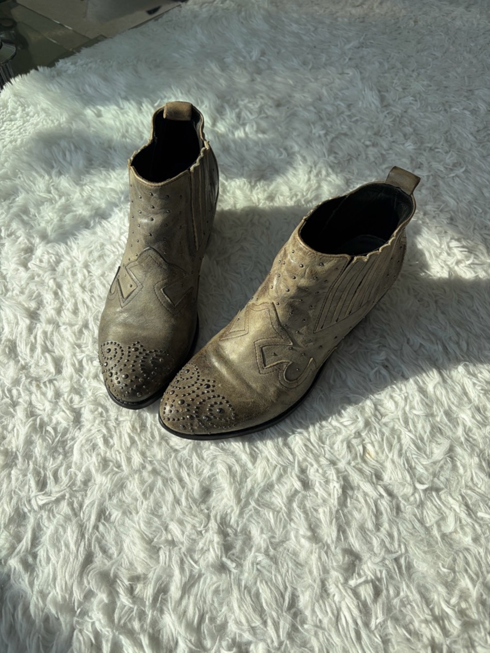 Italian brand booties decorative stones & studs size 37 (US 7/7.5)